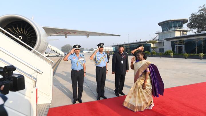 President Droupadi Murmu on Monday departed for her first state visit to Mauritian for a three-day visit. (Source: X/@rashtrapatibhvn)