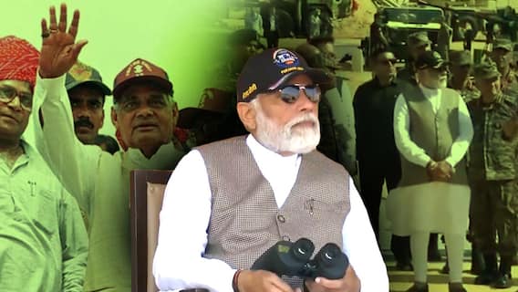 PM Modi in Pokhran | Bharat Shakti | పొఖ్రాన్‌లో మేక్ ఇన్ ఇండియా ఆయుధాల ప్రదర్శన..మస్త్ ఖుషీలో మోదీ