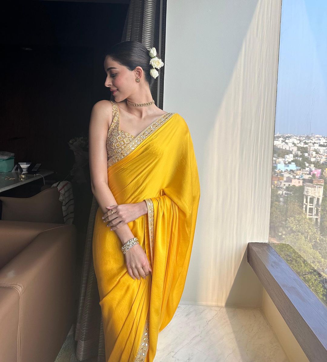 Ananya Panday looks like a ray of sunshine in a bright yellow saree | Times  of India