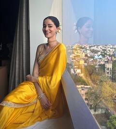 Ananya Panday Shines Bright In A Yellow Saree At The Humanitarian Awards; SEE PICS