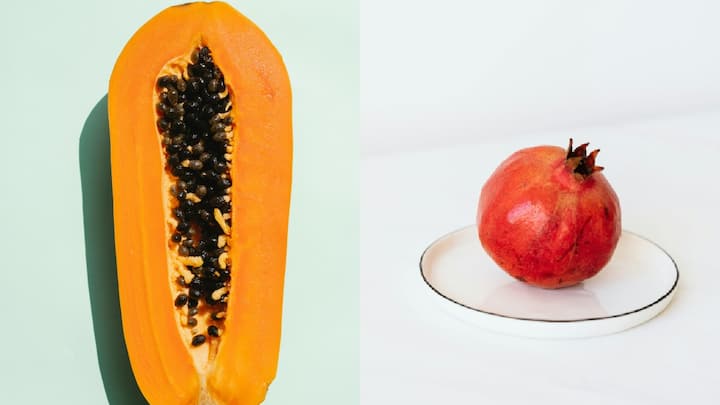 Papaya and Pomegranate :  पपई आणि डाळिंब ही दोन्ही फळे आरोग्यासाठी खूप फायदेशीर आहेत.