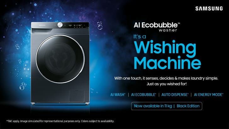 Samsung Washing Machine 11kg AI Ecobubble Automatic Washing Machine Launched by Samsung know more special feature marathi news Samsung Washing Machine : सॅमसंगकडून 11 किग्रॅ AI Ecobubble ऑटोमॅटिक वॉशिंग मशीन लॉन्च; वाचा खास वैशिष्ट्य
