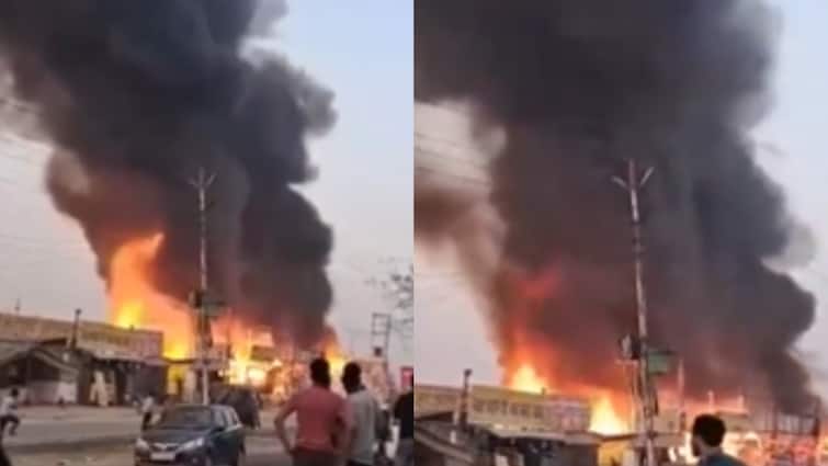 Uttar Pradesh massive fire erupts dhabas short circuit near Greater Noida no casualties injuries reported UP: Short Circuit Causes Massive Fire In Eateries Near Greater Noida, No Casualties Reported