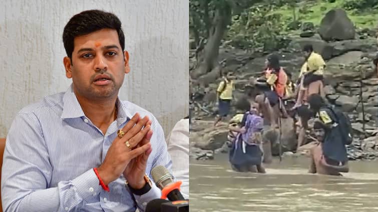 Maharashtra CM Eknath Shinde Son Shrikant Shinde Reaction Nashik Children Crossing river to reach school Nashik News: नासिक में जान जोखिम में डालकर स्कूल जा रहे बच्चे, इस तरह कर रहे नदी पार, क्या बोले सांसद शिंदे?