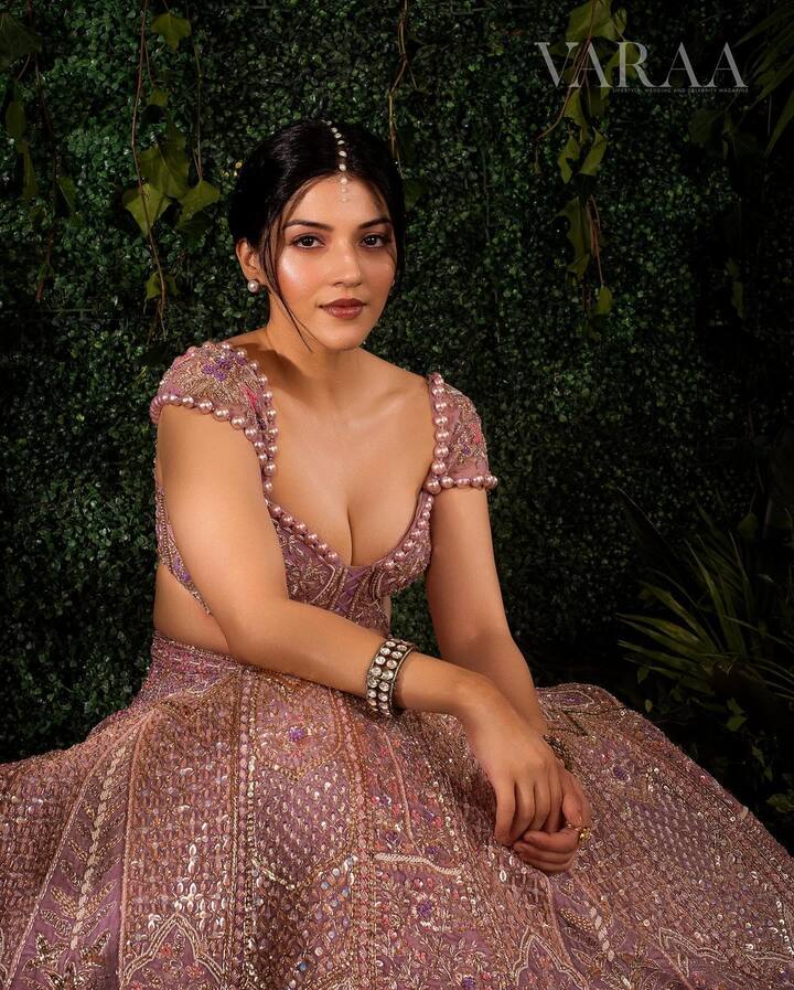 డీప్ నెక్ ఉన్న డిజైనర్ బ్లౌజ్ ధరించి ఫోటోలను ఇన్స్టాలో షేర్ చేసింది. “ she dreamed improbable dreams, followed her heart and created her own little fairytale 🧚♀️ “ అంటూ వాటికి క్యాప్షన్ పెట్టింది.(Image Source : Instagram/mehreenpirzadaa)