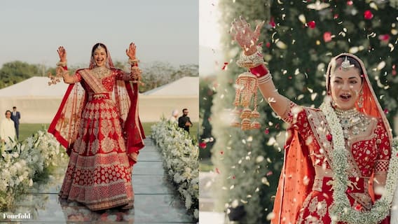 ट्रेंडिंग पेस्टल शेड छोड़, सुर्ख लाल जोड़े में सजीं प्रियंका की बहन मीरा चोपड़ा, देखें उनका ब्राइडल लुक