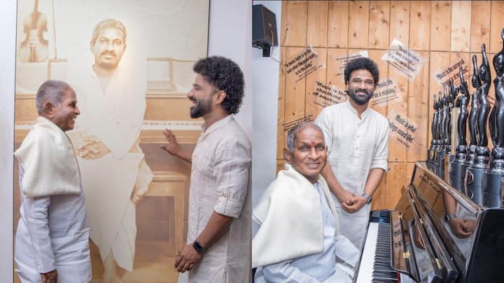 Ilayaraja & DSP : இசையமைப்பாளர் தேவி ஸ்ரீ பிரசாத்தின் ஸ்டூடியோவிற்கு நேரில் சென்றுள்ளார் இளையராஜா.