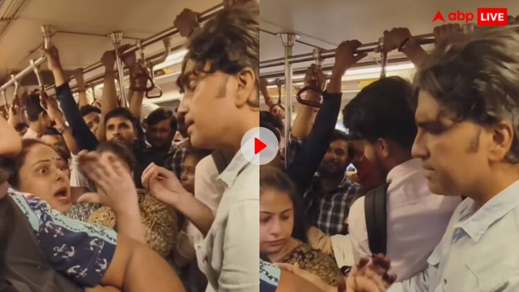 Woman seen getting furious at a man in Delhi Metro goes viral on instagram trending Video: 'ऐसे लड़कों को तो मैं...' Delhi Metro में शख्स से भिड़ी महिला, वायरल हुआ वीडियो