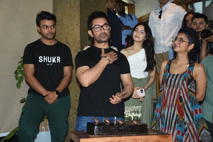 On the occasion of Aamir's 59th birthday, his ex-wife Kiran Rao, the director of 'Laapataa Ladies' was also present along with the film's cast.