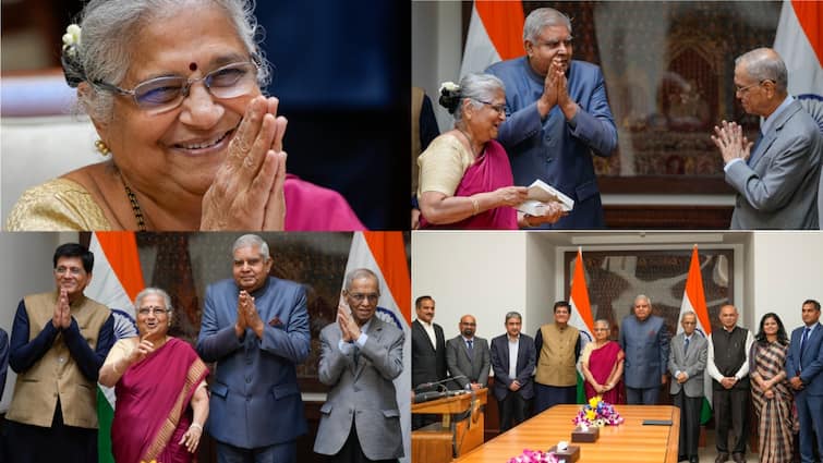 Sudha Murty Takes Oath As Rajya Sabha MP, Narayana Murthy Accompanies Her — See Pics