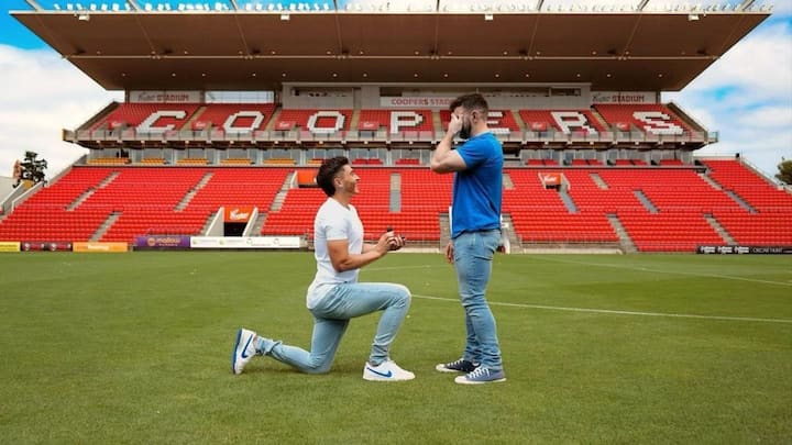 Josh Cavallo Australia Gay Footballer Gets Engaged On-pitch Proposal On Home Ground Adelaide United Viral Josh Cavallo, Australia’s First Openly Gay Footballer, Gets Engaged After On-Pitch Proposal; Pictures Go Viral