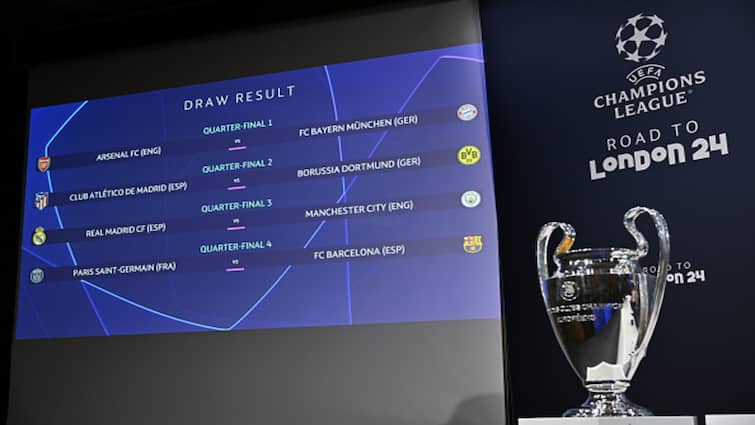 UEFA Champions League 2023/24 Quarter Finals Complete List Of Fixtures Barcelona Real Madrid Kylian Mbappe Man City UEFA Champions League 2023/24 Quarter Finals: Complete List Of Fixtures