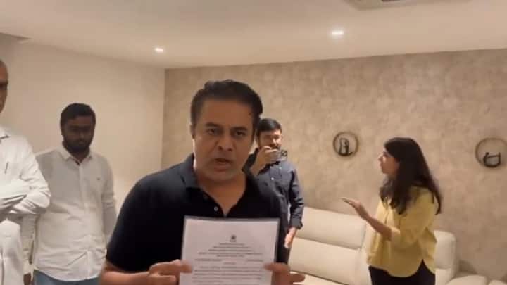 KCR Daughter Kavitha Arrested Delhi Liquor Policy Case KT Rama Rao Heated Exchange ED Officials ‘You’re In Serious Trouble’: KTR’s Heated Exchange With ED Officials Over Kavitha’s Detention — Video