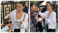 Alia Bhatt Celebrates Birthday With Media, Cuts Cake - See Pics