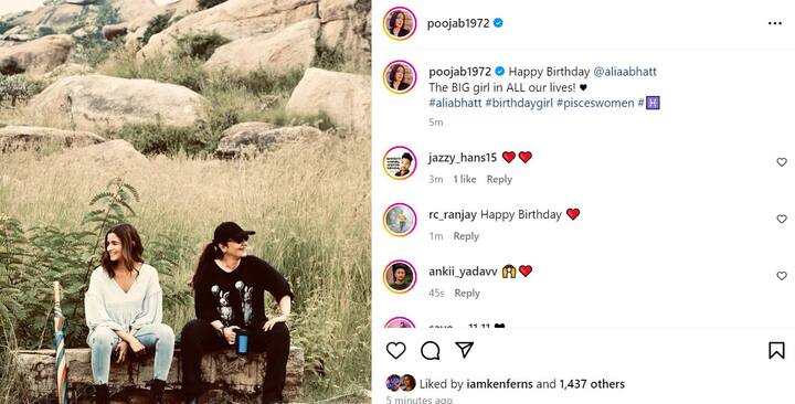 Pooja Bhatt also wished Alia on Instagram. Sharing a picture with Alia, Pooja wrote, 