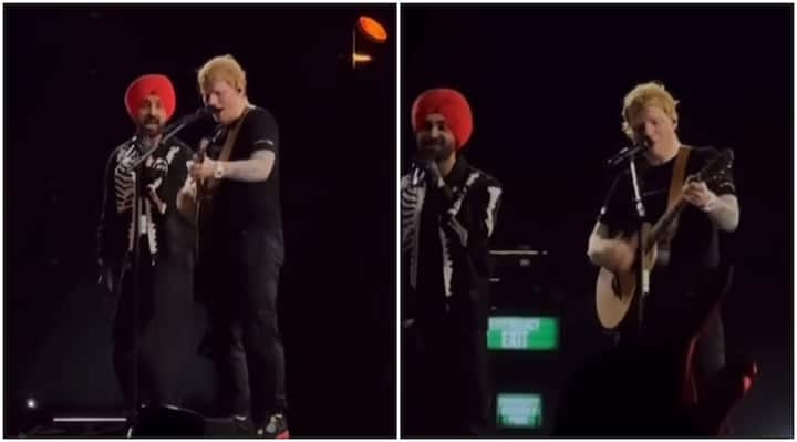 Ed Sheeran reacts after singing in Punjabi with Diljit Dosanjh Varun Dhawan reacted Video: एड शीरन ने पहली बार पंजाबी में दी परफॉर्मेंस, दिलजीत दोसांझ संग खूब जमाया रंग, देखें वीडियो