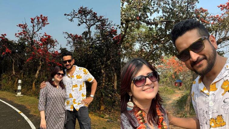 Parambrata Chatterjee and Piya Chakraborty shares photo from Purulia to see Palash Bengali Entertainment News Parambrata-Piya: ছুটির দিনে পলাশের শোভা দেখতে পুরুলিয়ায় পিয়া-পরমব্রত, সঙ্গে পরিবারও