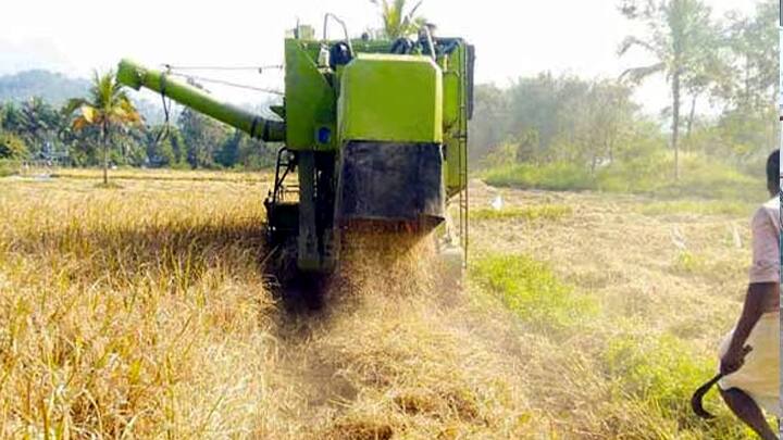 Agriculture news Farmers are serious about the second phase of paddy harvesting in Kambam valley area - TNN கம்பம் பள்ளத்தாக்கில் 2ம் போக நெல் அறுவடை பணிகள் - விவசாயிகள் தீவிரம்
