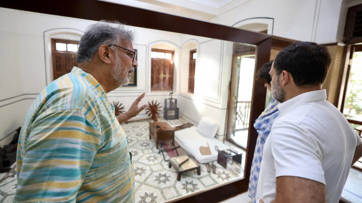 The siblings, accompanied by Tushar Gandhi, visited Mani Bhavan, Mahatma Gandhi's former residence, where they paid respects to the iconic leader. (Source: PTI)