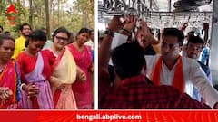 Saumitra Vs Sujata:আদিবাসীদের সঙ্গে নাচের তালে জনসংযোগ সুজাতার, ট্রেনে উঠে 'ঝালমুড়ি'-প্রচার সৌমিত্র-র