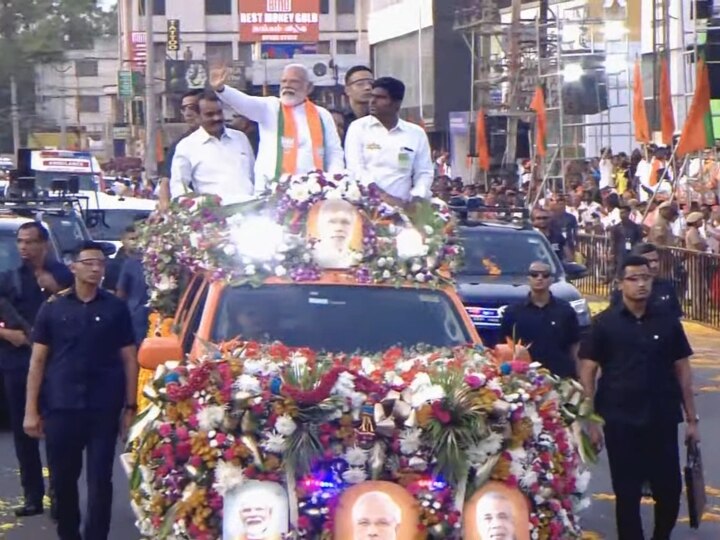 Coimbatore Road Show: கோவையில் மோடி கோஷம்: ரோடு ஷோ நிகழ்ச்சியில் உற்சாக வரவேற்பு