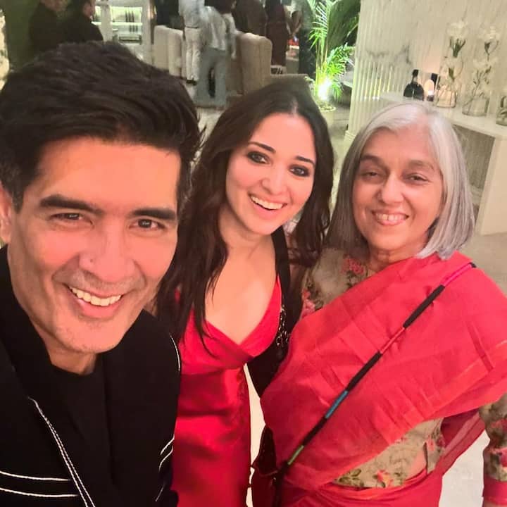Both Ratna Pathak Shah and Tamannaah Bhatia opted for red for the bash.