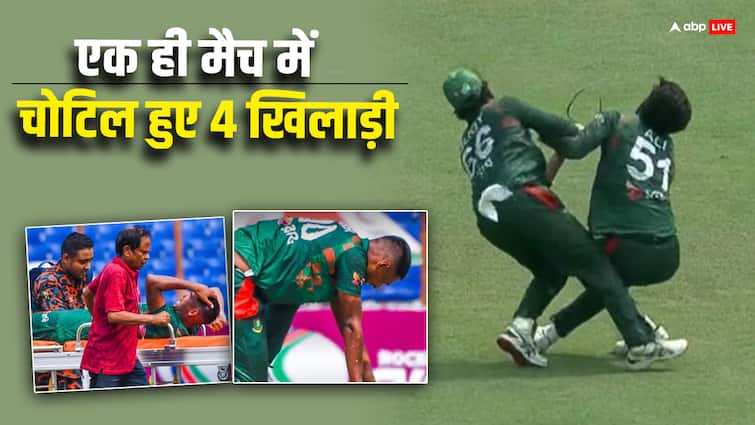 BAN vs SL 3rd ODI Bangladesh 4 players injured Mustafizur rahman jaker ali Anamul Haque BAN vs SL: एक ही मैच में चोटिल हुए बांग्लादेश के चार खिलाड़ी, दो को तो स्ट्रेचर से ले जाना पड़ा बाहर
