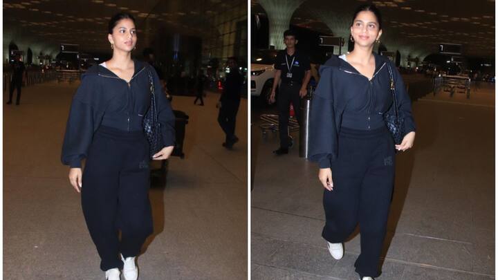Suhana Khan was spotted at the Mumbai airport slaying her latest airport look in style.