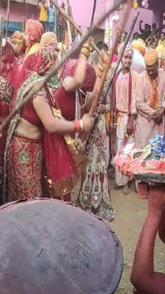 नंदगांव से देखिए लठ्ठमार होली की शानदार तस्वीर | #abpnewsshorts