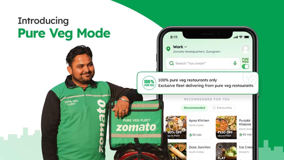 Zomato Vegetarian Menu Pure Veg Mode Fleet Deepinder Goyal Select Markets Delivery Twitter X Reaction  Zomato's 'Pure Veg' Mode Announced To Woo Vegetarian Users. Here's How Users Reacted On X