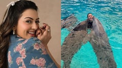 Hansika Photos : டால்ஃபின் மீன்களுடன் கொஞ்சி விளையாடும் நடிகை ஹன்சிகா!