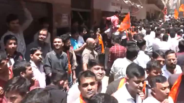 BJP Carries Out Procession, Day After Aazan Row In Bengaluru BJP Carries Out Procession, Day After Aazan Row In Bengaluru