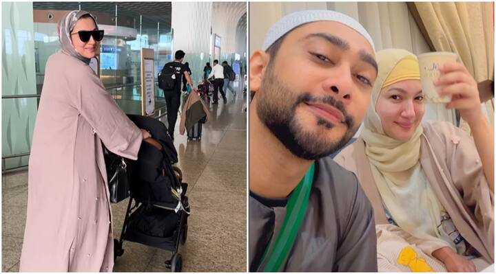 Gauahar Khan takes her first umrah with son Zehaan and Hubby Zaid Darbar shared video रमजान के महीने में बेटे और पति के साथ मक्का-मदीना पहुंची गौहर खान, शेयर की खूबसूरत वीडियो