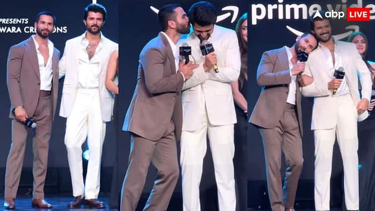 Shahid kapoor kissed Vijay Deverakonda stated thanks for arjuna reddy kabir singh at top video tournament