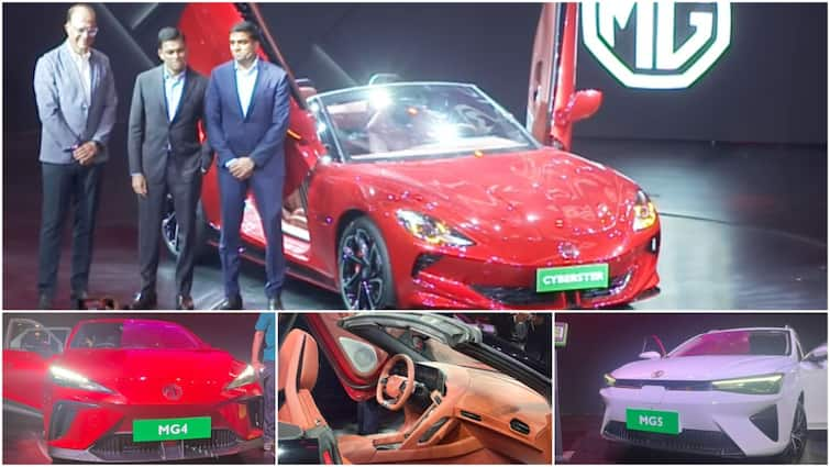 MG Motor JSW Showcase Cyberster MG4 MG5 in India Sajjan Jindal MG Motor And JSW Unveil Cyberster, MG4, And MG5 In India