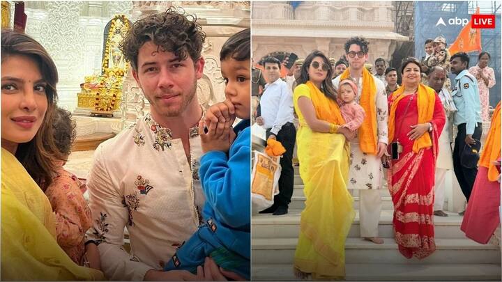 Priyanka Chopra Ram Mandir Pics: प्रियंका चोपड़ा  बुधवार को बेटी मालती और पति निक संग भगवान श्री राम की नगरी में स्पॉट हुईं. राम लला की प्राण प्रतिष्ठा के बाद पहली बार प्रियंका अयोध्या पहुंची थीं.