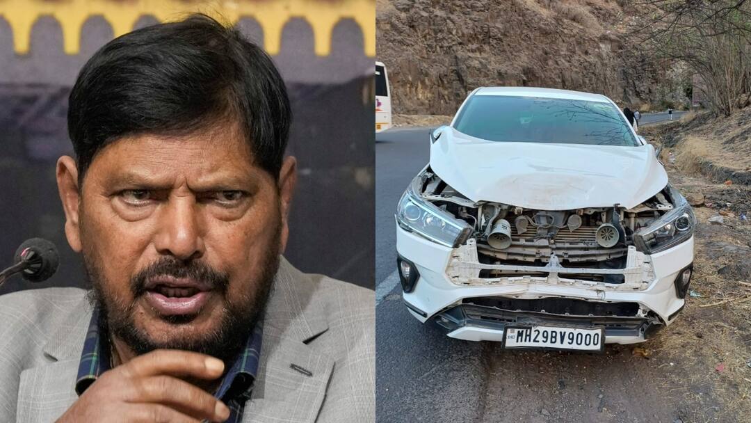 केंद्रीय मंत्री रामदास अठावले की गाड़ी का एक्सीडेंट, कंटेनर से टकराई कार Ramdas Athawale met with accident at Wai Satara केंद्रीय मंत्री रामदास अठावले की गाड़ी का एक्सीडेंट, कंटेनर से टकराई कार