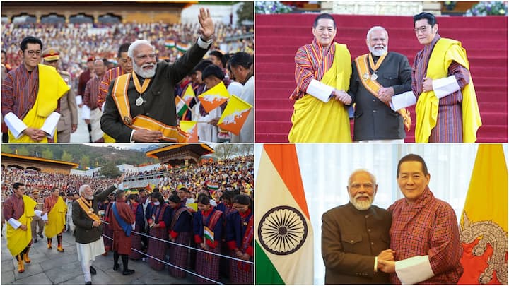 Prime Minister Narendra Modi became the first foreign head of government to be bestowed with Bhutan’s highest civilian honour, the 'Order of the Druk Gyalpo'.