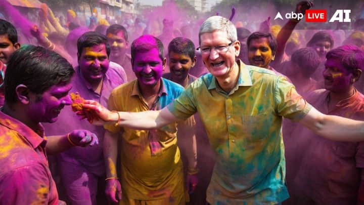 Tim Cook, who picked up the mantle of Apple CEO from Jobs, celebrates with his signature smile. (Image Source: ABP Live AI)