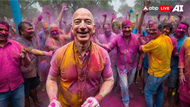 World's richest tech billionaire (at the time of writing, as per Bloomberg) and Amazon founder Jeff Bezos flashes a billion-dollar smile. (Image Source: ABP Live AI)