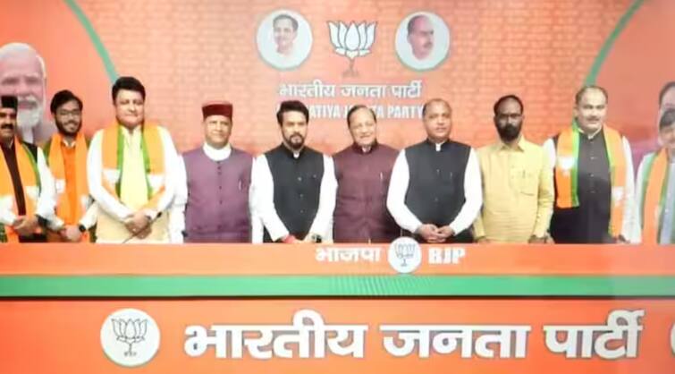 himachal pradesh news 6 rebel congress mlas join bjp chaitanya sharma rajinder rana Himachal Pradesh: ਲੋਕ ਸਭਾ ਚੋਣਾਂ ਤੋਂ ਪਹਿਲਾਂ ਬੀਜੇਪੀ ਦਾ ਕੁਨਬਾ ਵਧਿਆ, ਕਾਂਗਰਸ ਦੇ 6 ਬਾਗੀ ਵਿਧਾਇਕਾਂ ਨੇ ਫੜ੍ਹਿਆ ਕਮਲ ਦਾ ਹੱਥ