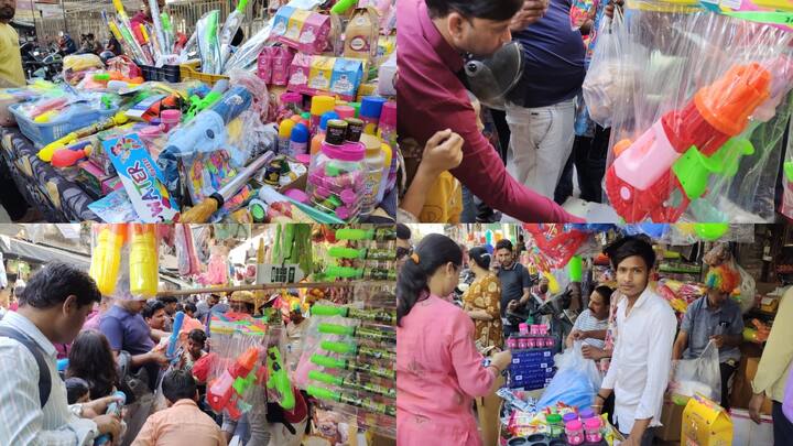 Gurugram News: होली को लेकर गुरुग्राम के शहरी और ग्रामीण क्षेत्रों में जबरदस्त उत्साह देखने को मिल रहा है. बाजार में रंग-गुलाल, पिचकारियों की दुकानों पर भीड़ लगी हुई है. लोग जमकर खरीददारी कर रहे हैं.