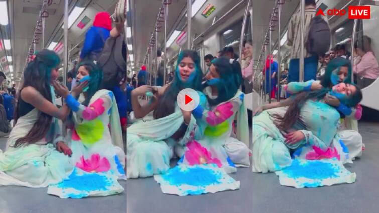 Two girls are seen dancing obscenely on the song Rang Laga De Re in Delhi Metro trending Video: 'रंग लगा दे रे...' गाने पर मेट्रो में लड़कियों ने ऐसे लगाया रंग, पब्लिक बोली- 'गिरफ्तार कर लो'