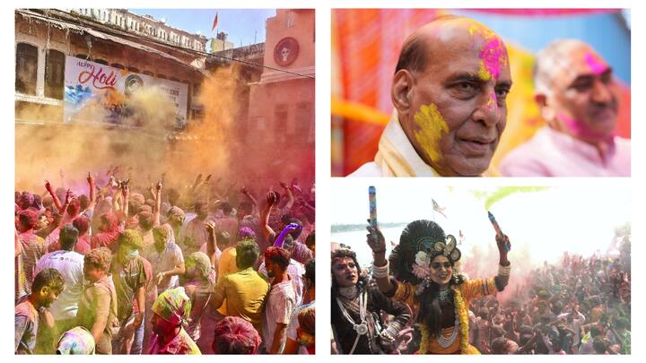 This year, Holi is being celebrated on March 25. On this occasion, let's take a glimpse of celebration around the country.