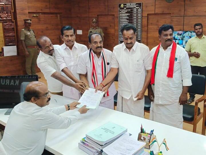 AIADMK candidate who went to Karur with former ministers and filed nomination papers - TNN 5 லட்சம் வாக்குகள் வித்தியாசத்தில் வெற்றி பெறுவேன் - கரூர் அதிமுக வேட்பாளர் நம்பிக்கை