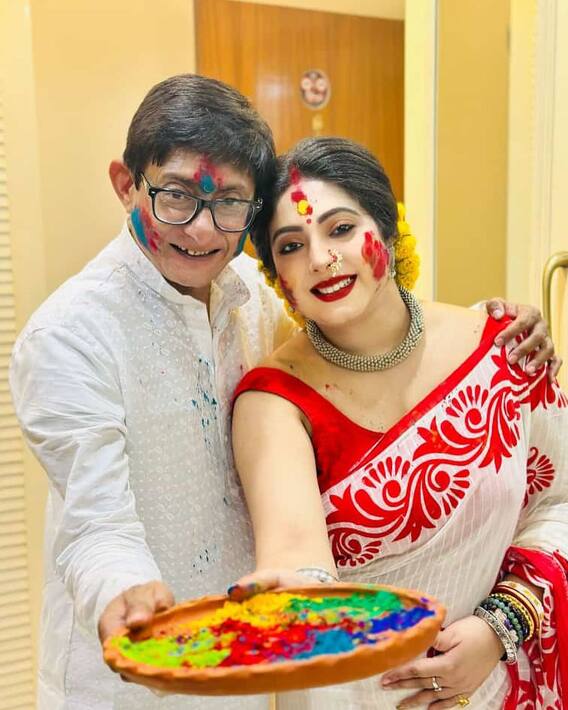 বিয়ের পরে কাঞ্চন-শ্রীময়ীর প্রথম দোল