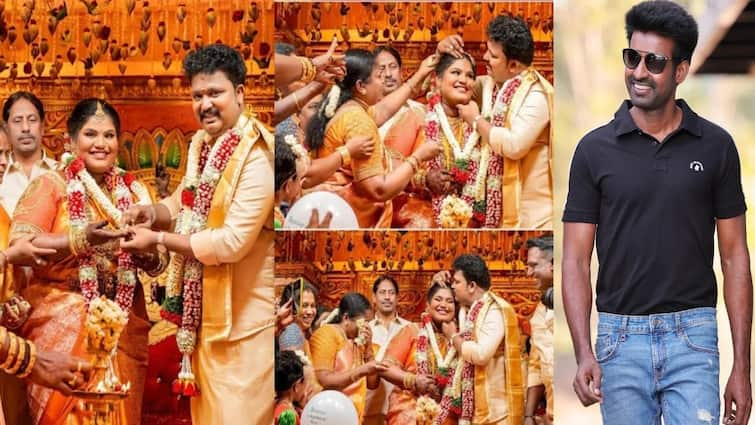 Indraja Shankar wedding saree is weaved with 2 gram gold has surprised her fans Indraja Shankar: தங்கத்தால் நெய்யப்பட்ட திருமணப் புடவை! வாய் பிளக்க வைக்கும் ரோபோ சங்கர் மகள் கல்யாணம்!