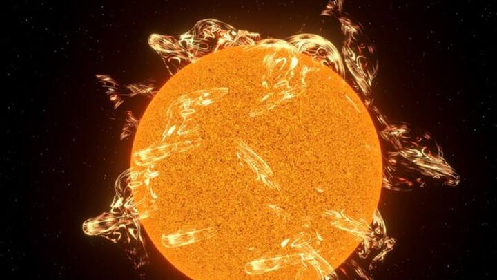 বিজ্ঞানীরা জানিয়েছেন, ৮ এপ্রিল চাঁদ যখন পুরোপুরি ঢেকে দেবে সূর্যকে, সেই সময় পিছনের উজ্জ্বল বলয়ে গোলাপি ঢেউ চোখে পড়তে পারে। শৃঙ্গের মতো ধরা দিতে পারে আমাদের চোখে। ছবি: ফ্রিপিক।