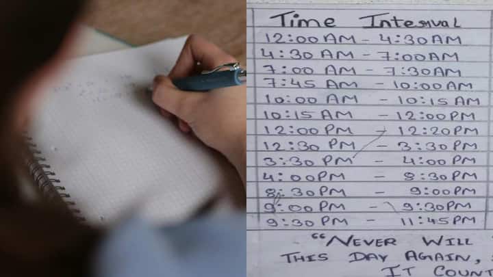Student prepared IIT-JEE time table for studying 17 hours per day photo goes viral IIT-JEE की तैयारी के लिए छात्र ने बनाया ऐसा शेड्यूल, Time Table देख लोग बोले- '17 घंटे पढ़ना है तो...'