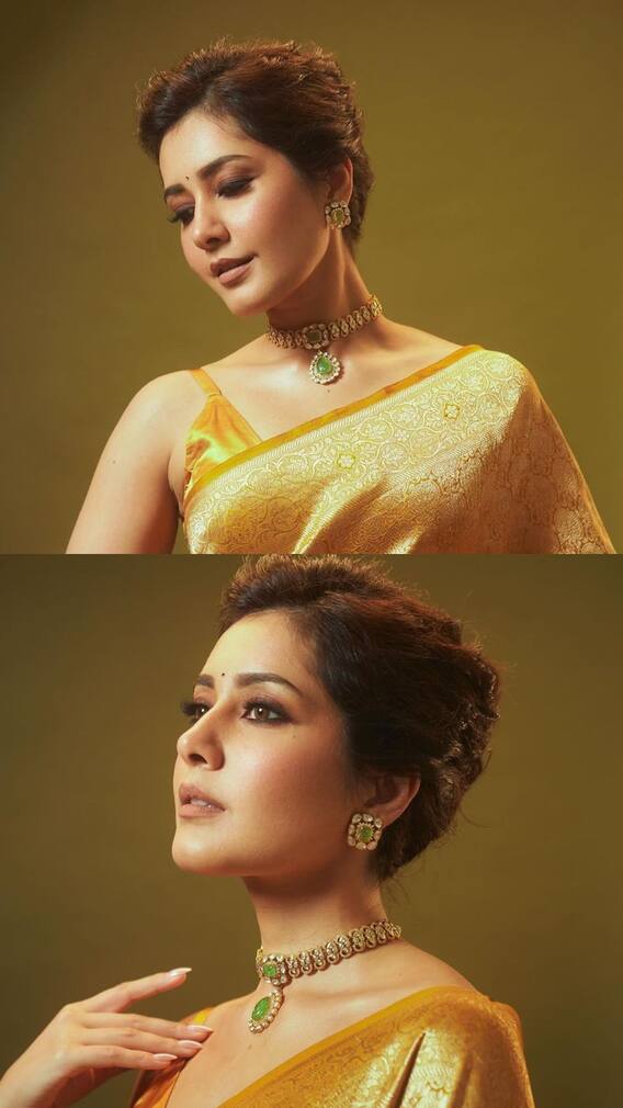 பட்டுப்புடவையில் மனதை மயக்கும் நடிகை ராஷி கன்னா!